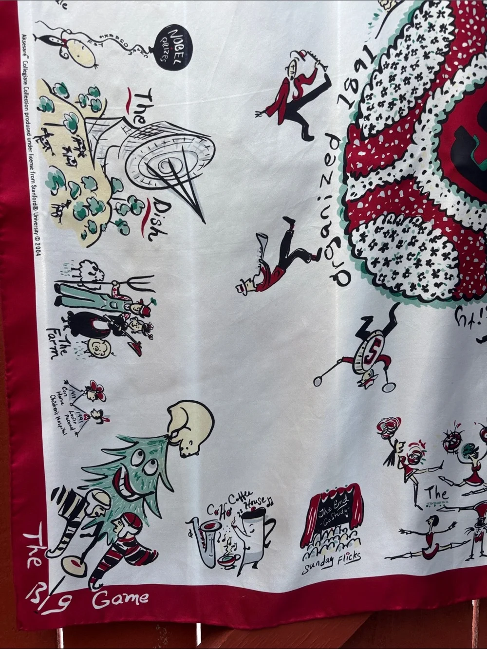 Stanford University 100%Silk Scarf Size 35x35